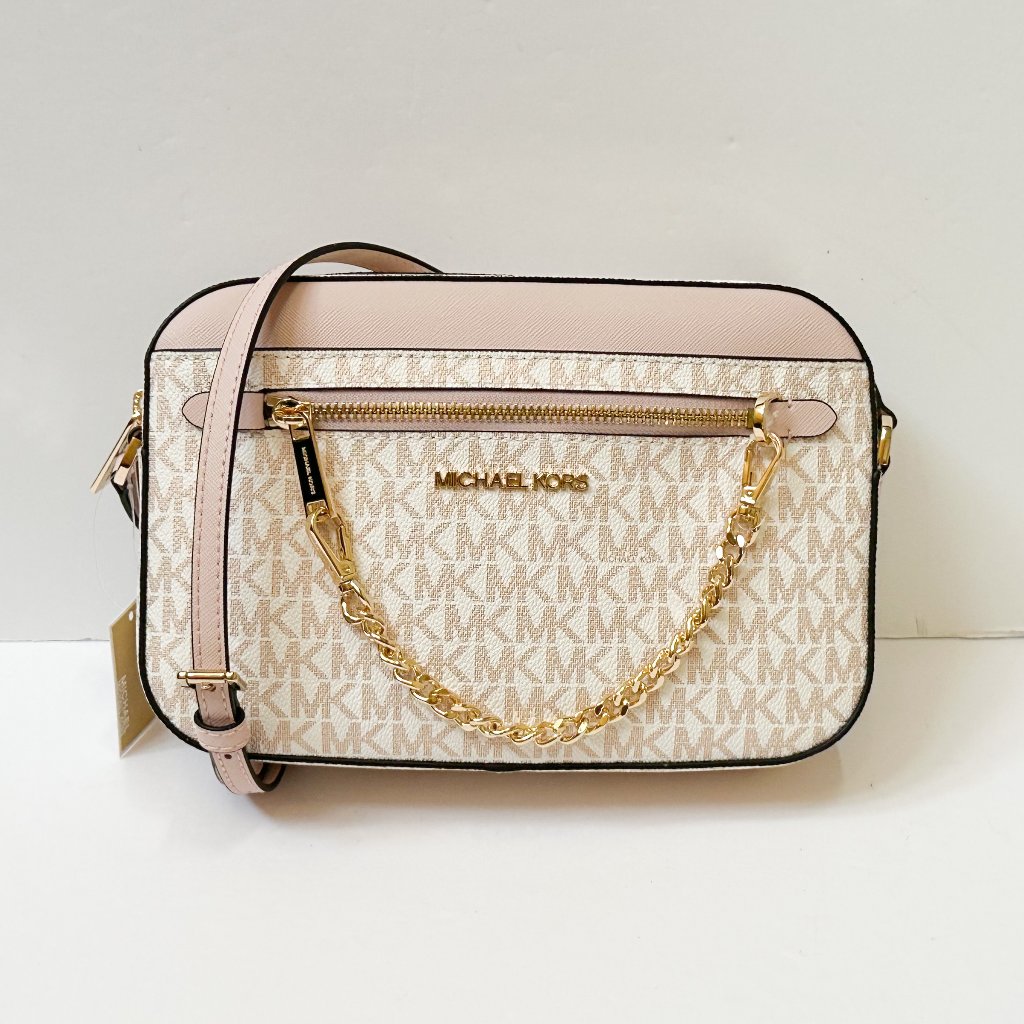 Michael Kors Jet Set Item Chain Shoulder Crossbody Bag Mk Rose Gold White